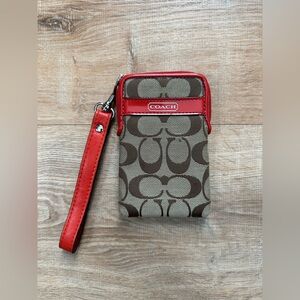 Coach Crimson Signature Wristlet Wallet With Red
Patent Leather